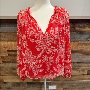 Evereve Red Floral Blouse